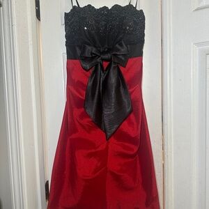 Strapless red and black dress